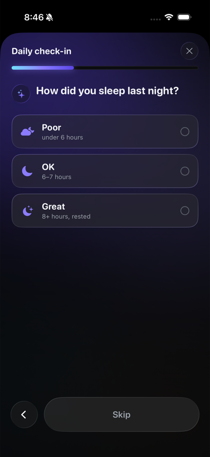 Sleep check-in